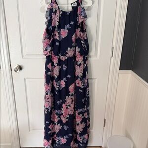 Old Navy Navy and Pink Floral Maxi Dress
